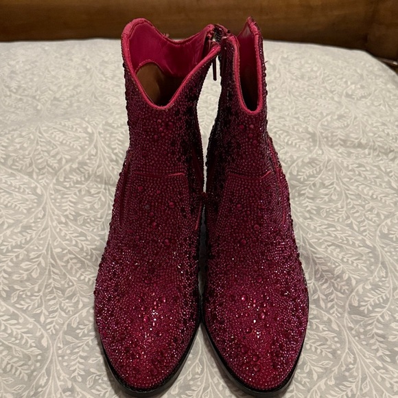 Corkys Shoes - Corkys Fuchsia Rhinestone Ankle‎ Boots Size 8